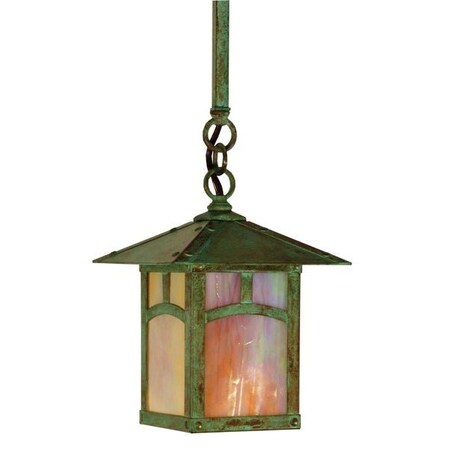 Arroyo Craftsman 7" Evergreen Stem Hung Pendant Without Overlay, Black, Cream Glass ESH-7ECR-BK